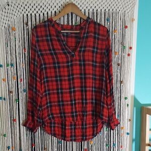 Como Black Red Plaid Women's Blouse